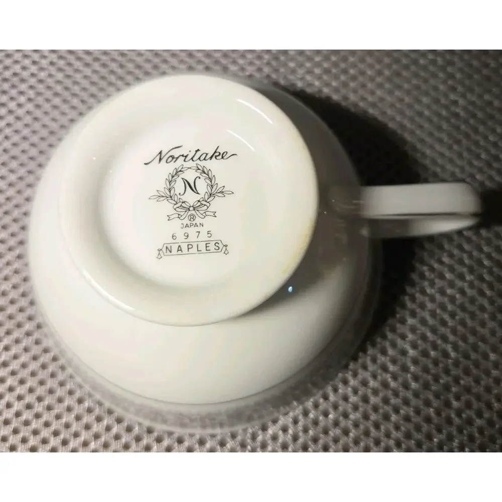 Noritake China Naples 6975 Cup & Saucer Gray Floral Trim